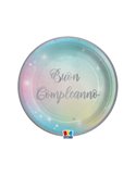 8 piatti Ø18cm Buon Compleanno Soft Rainbow Big Party 74292