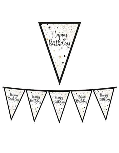 Festone bandiere Happy Birthday lungh.3mt Big Party 74487