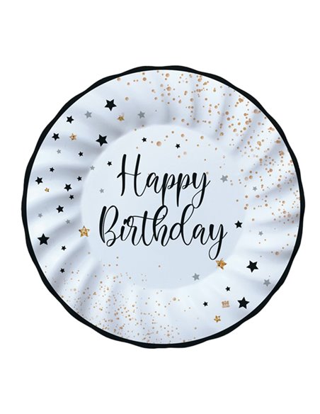 8 piatti Ø25cm Happy Birthday Big Party 74544
