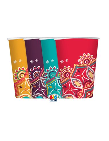 8 bicchieri in carta cc.200 Mandala Big Party 75760