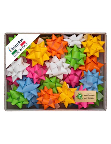 100 stelle nastro similpaper 10mmxØ5cm colori assortiti primavera Brizzolari 00221399