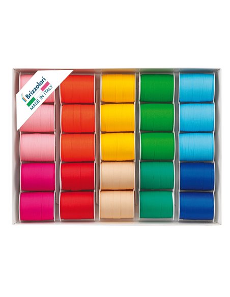25 rocche nastro similpaper 10mtx10mm colori assortiti primavera Brizzolari 00225499 BRIZZOLARI NASTRI-FIOCCHI-STELLE