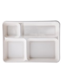 40 Vassoi biodegradabili 4 scomparti 37x27x3,6cm canna da zucchero Signor Bio BTR001BIO40F Signor Bio CONTENITORI PER ALIMENT...
