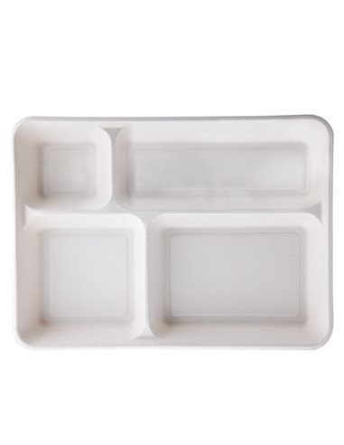 40 Vassoi biodegradabili 4 scomparti 37x27x3,6cm canna da zucchero Signor Bio BTR001BIO40F Signor Bio CONTENITORI PER ALIMENT...