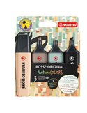 Astuccio 4 evidenziatori Stabilo Boss NatureColors (tE'/sabbia/cenere/nero) 70/4-2-5