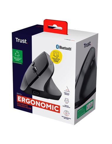 Mouse Ergonomico Wireless Bayo+ -Trust 25146 TRUST TASTIERE E MOUSE
