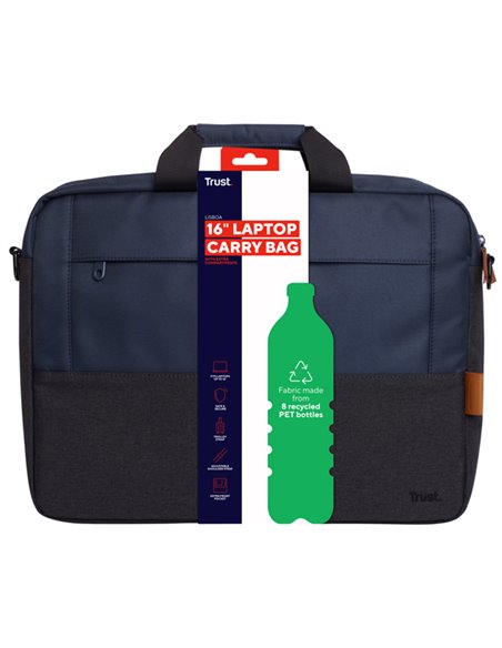 Borsa da trasporto resistente per laptop fino a 16" Blu Lisboa-Trust 24980 TRUST BORSE-ZAINI-TROLLEY