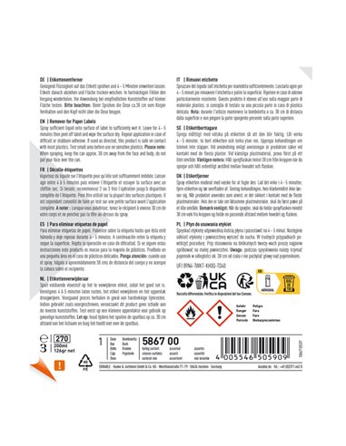 Detergente per rimozione Etichette LABEL REMOVER 200ml- Durable 5867-00 DURABLE SALVIETTE-KIT PER PULIZIA E ARIA