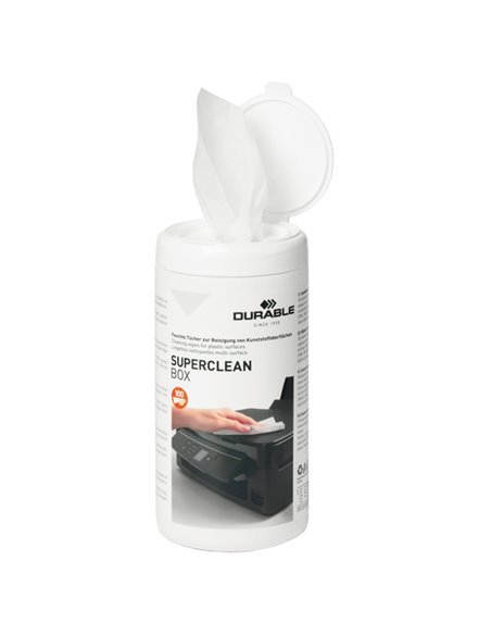 Salviette Detergenti per superfici in plastica SUPERCLEAN BOX 100pz- Durable 5708-02 DURABLE SALVIETTE-KIT PER PULIZIA E ARIA