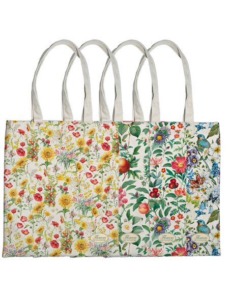 Shopper Nature Flowers in eco cotone 42x38,5cm fantasie assortite Pigna 0233105