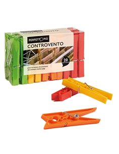 20 Mollette per la biancheria Controvento Colours Perfetto 0389C PERFETTO LAVANDERIA