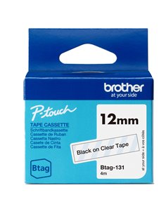 Brother Nastro BTAG131 da 12MM nero su trasparente - lunghezza 4 mt BTAG131