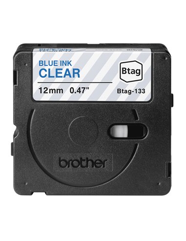 Nastro BTAG133  da 12MM blu su trasparente - lunghezza 4 m BTAG133