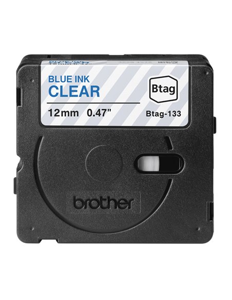 Nastro BTAG133  da 12MM blu su trasparente - lunghezza 4 m BTAG133