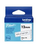 Brother Nastro BTAG135  da 12MM bianco su trasparente - lunghezza 4 m BTAG135
