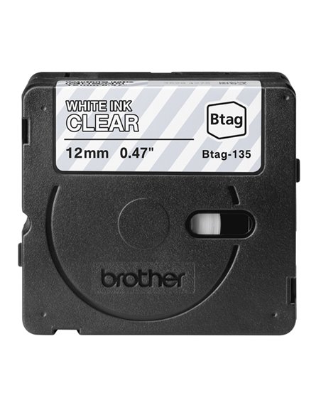 Brother Nastro BTAG135  da 12MM bianco su trasparente - lunghezza 4 m BTAG135