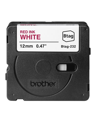 Brother Nastro BTAG232  da 12MM rosso su bianco - lunghezza 4 m BTAG232