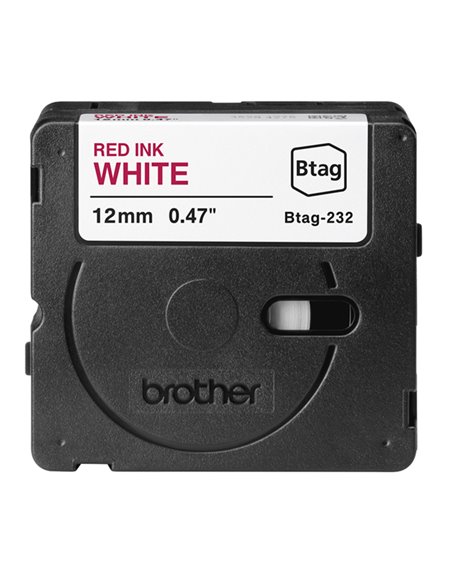 Brother Nastro BTAG232  da 12MM rosso su bianco - lunghezza 4 m BTAG232