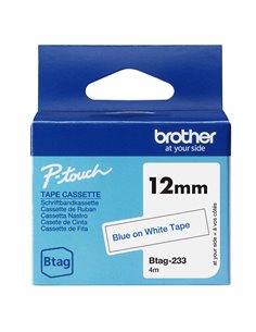 Brother Nastro BTAG233 da 12MM blu su bianco - lunghezza 4 m BTAG233 BROTHER ETICHETTE-NASTRI-TAMPONI PER ETICHETTATRICI E PR...