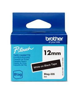 Brother Nastro BTAG335 da 12MM bianco su nero - lunghezza 4 m BTAG335 BROTHER ETICHETTE-NASTRI-TAMPONI PER ETICHETTATRICI E P...