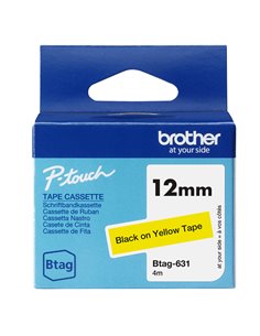Brother Nastro BTAG631 da 12MM nero su giallo - lunghezza 4 m BTAG631 BROTHER ETICHETTE-NASTRI-TAMPONI PER ETICHETTATRICI E P...