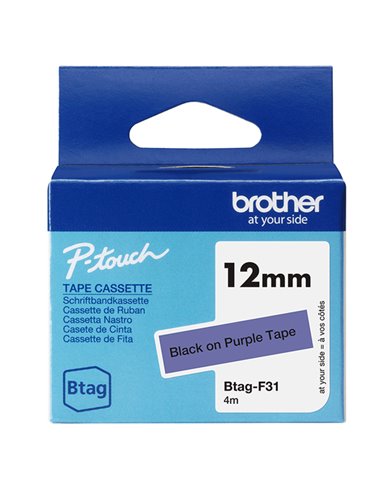 Brother Nastro BTAGF31 da 12MM nero su viola - lunghezza 4 m BTAGF31 BROTHER ETICHETTE-NASTRI-TAMPONI PER ETICHETTATRICI E PR...