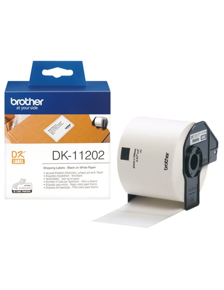 ROTOLO 300 ETICHETTE 62X100MM NERO/BIANCO IN CARTA DK-11202