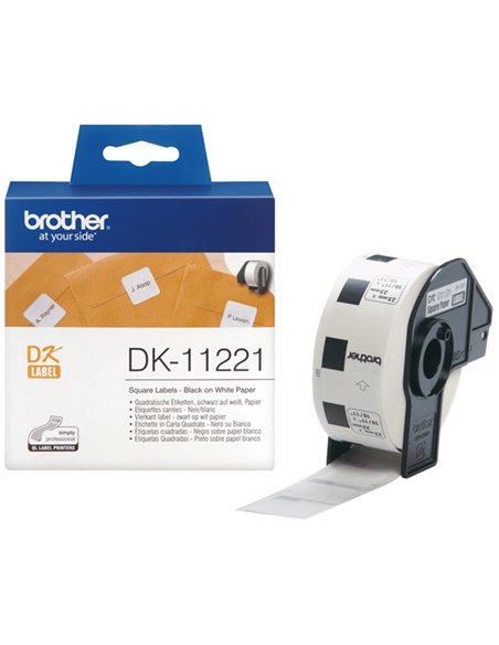ROTOLO 1000 ETICHETTE QUADRATE 23X23MM NERO/BIANCO IN CARTA DK-11221 BROTHER ETICHETTE-NASTRI-TAMPONI PER ETICHETTATRICI E PR...