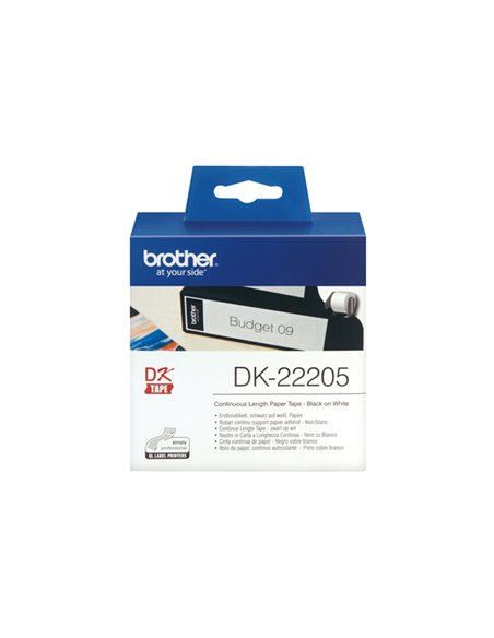 ROTOLO ETICHETTA CONTINUA 62MMX30,48MT NERO/BIANCO DK22205