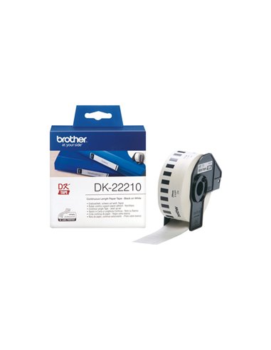 ROTOLO ETICHETTA CONTINUA 29MMX30,48MT NERO/BIANCO DK-22210 BROTHER ETICHETTE-NASTRI-TAMPONI PER ETICHETTATRICI E PREZZATRICI