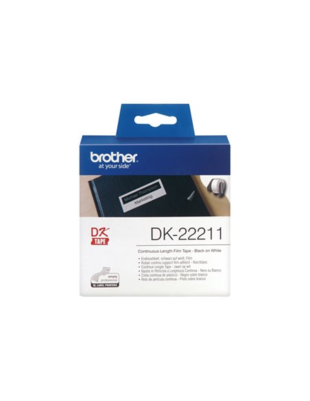 NASTRO ADES IN PELLICOLA NERO/BIANCO 29MM - 15.24 METRI LUNGHEZZA DK22211 BROTHER ETICHETTE-NASTRI-TAMPONI PER ETICHETTATRICI...
