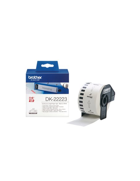 NASTRO ADES IN CARTA NERO/BIANCO 50MM - 30.48 METRI LUNGHEZZA DK22223 BROTHER ETICHETTE-NASTRI-TAMPONI PER ETICHETTATRICI E P...