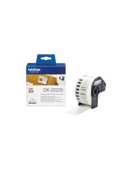 NASTRO ADES IN CARTA NERO/BIANCO 38MM - 30.48 METRI LUNGHEZZA DK22225 BROTHER ETICHETTE-NASTRI-TAMPONI PER ETICHETTATRICI E P...
