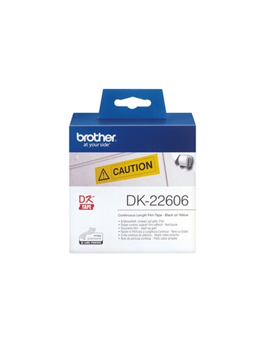 NASTRO ADES IN PELLICOLA NERO/GIALLO 62MM - 15.24 METRI LUNGHEZZA DK22606 BROTHER ETICHETTE-NASTRI-TAMPONI PER ETICHETTATRICI...