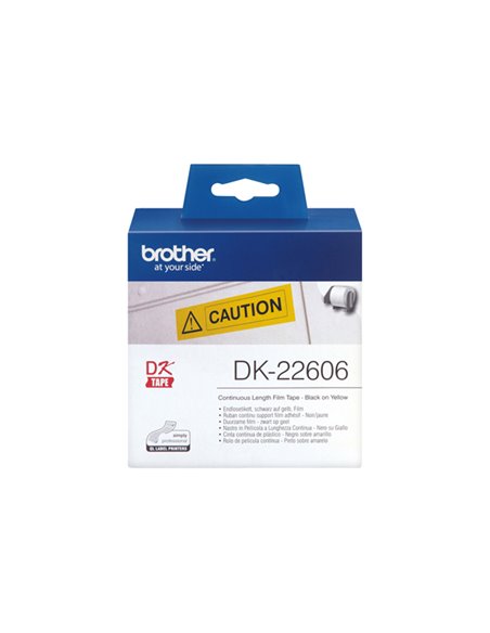 NASTRO ADES IN PELLICOLA NERO/GIALLO 62MM - 15.24 METRI LUNGHEZZA DK22606 BROTHER ETICHETTE-NASTRI-TAMPONI PER ETICHETTATRICI...