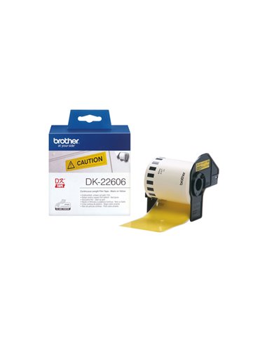 NASTRO ADES IN PELLICOLA NERO/GIALLO 62MM - 15.24 METRI LUNGHEZZA DK22606 BROTHER ETICHETTE-NASTRI-TAMPONI PER ETICHETTATRICI...