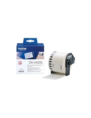 NASTRO ADESIVO IN CARTA 62MM X 30,48MT NERO/BIANCO DK-44205 BROTHER ETICHETTE-NASTRI-TAMPONI PER ETICHETTATRICI E PREZZATRICI