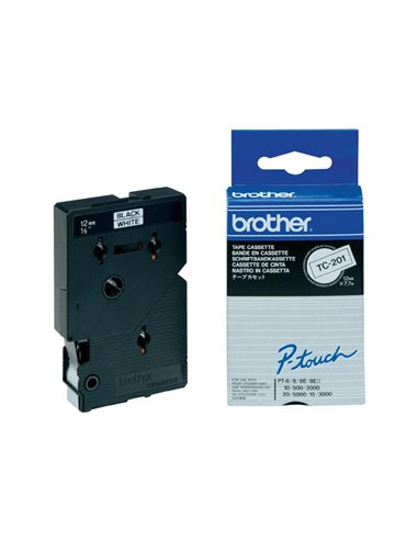 NASTRO BROTHER TC-201 12MM BIANCO/SCRITTA NERO TC-201 BROTHER ETICHETTE-NASTRI-TAMPONI PER ETICHETTATRICI E PREZZATRICI