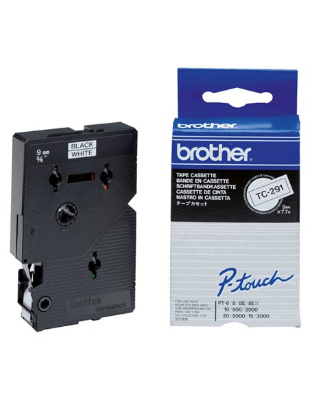 NASTRO BROTHER TC-291 9MMX7,7 NERO/BIANCO TC-291 BROTHER ETICHETTE-NASTRI-TAMPONI PER ETICHETTATRICI E PREZZATRICI
