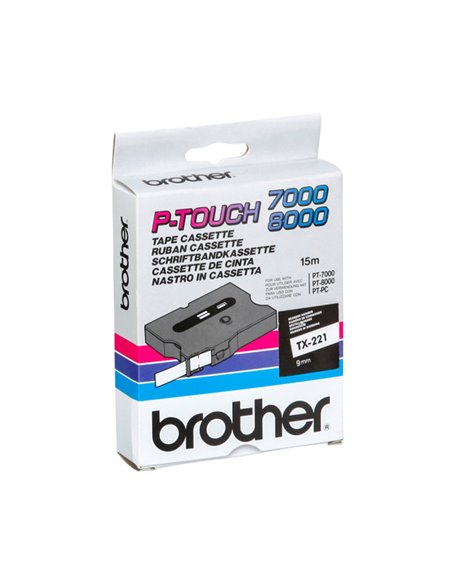 NASTRO BROTHER TX-221 9MM BIANCO/NERO TX221 BROTHER ETICHETTE-NASTRI-TAMPONI PER ETICHETTATRICI E PREZZATRICI