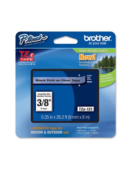 NASTRO BROTHER TZ121 9MMx8MT NERO/TRASPARENTE TZE-121 BROTHER ETICHETTE-NASTRI-TAMPONI PER ETICHETTATRICI E PREZZATRICI