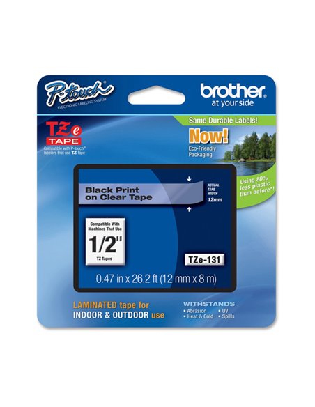 NASTRO BROTHER TZE-131 12MMx8MT NERO/TRASPARENTE TZE-131 BROTHER ETICHETTE-NASTRI-TAMPONI PER ETICHETTATRICI E PREZZATRICI