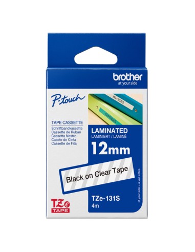 Brother Nastro Laminato da 12 mm x 4mt Nero/Trasparente- TZE131S TZE131S BROTHER ETICHETTE-NASTRI-TAMPONI PER ETICHETTATRICI ...