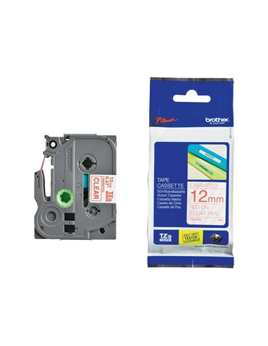 NASTRO BROTHER TZE-132 12MMx8MT ROSSO/TRASPARENTE TZE132 BROTHER ETICHETTE-NASTRI-TAMPONI PER ETICHETTATRICI E PREZZATRICI