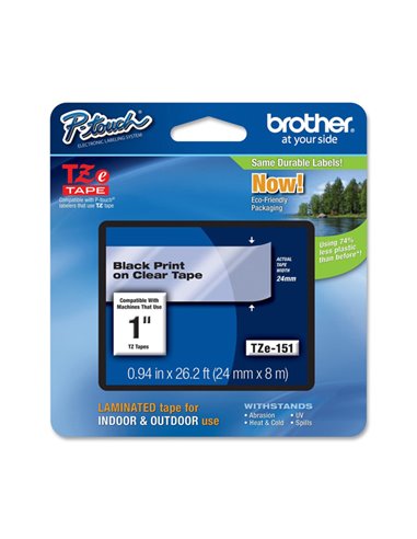 NASTRO BROTHER TZ-e151 24MMx8MT NEROTRASPARENTE TZ-E151 BROTHER ETICHETTE-NASTRI-TAMPONI PER ETICHETTATRICI E PREZZATRICI