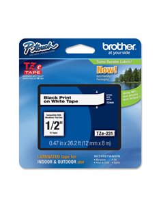 NASTRO BROTHER TZE-231 12MMx8MT NERO/BIANCO LAMINATO TZE-231