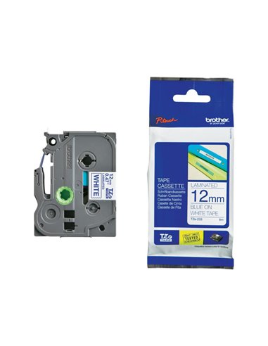 NASTRO BROTHER TZE-233 12MMx8MT BLU/BIANCO LAMINATO TZE233 BROTHER ETICHETTE-NASTRI-TAMPONI PER ETICHETTATRICI E PREZZATRICI