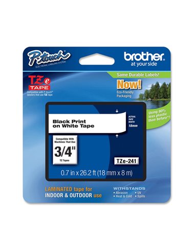 NASTRO BROTHER TZE-241 18MMx8MT NERO/BIANCO TZE-241 BROTHER ETICHETTE-NASTRI-TAMPONI PER ETICHETTATRICI E PREZZATRICI