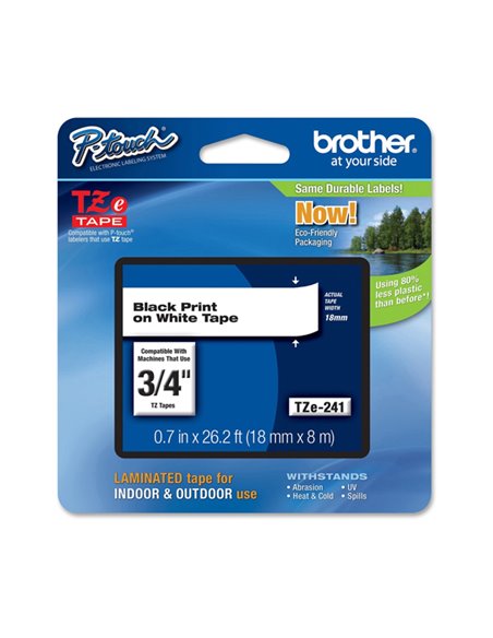 NASTRO BROTHER TZE-241 18MMx8MT NERO/BIANCO TZE-241 BROTHER ETICHETTE-NASTRI-TAMPONI PER ETICHETTATRICI E PREZZATRICI