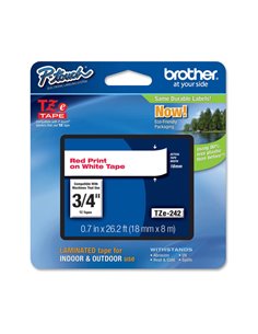 NASTRO LAMINATO BROTHER TZE-242 18MMx8MT ROSSO/BIANCO TZE242 BROTHER ETICHETTE-NASTRI-TAMPONI PER ETICHETTATRICI E PREZZATRICI